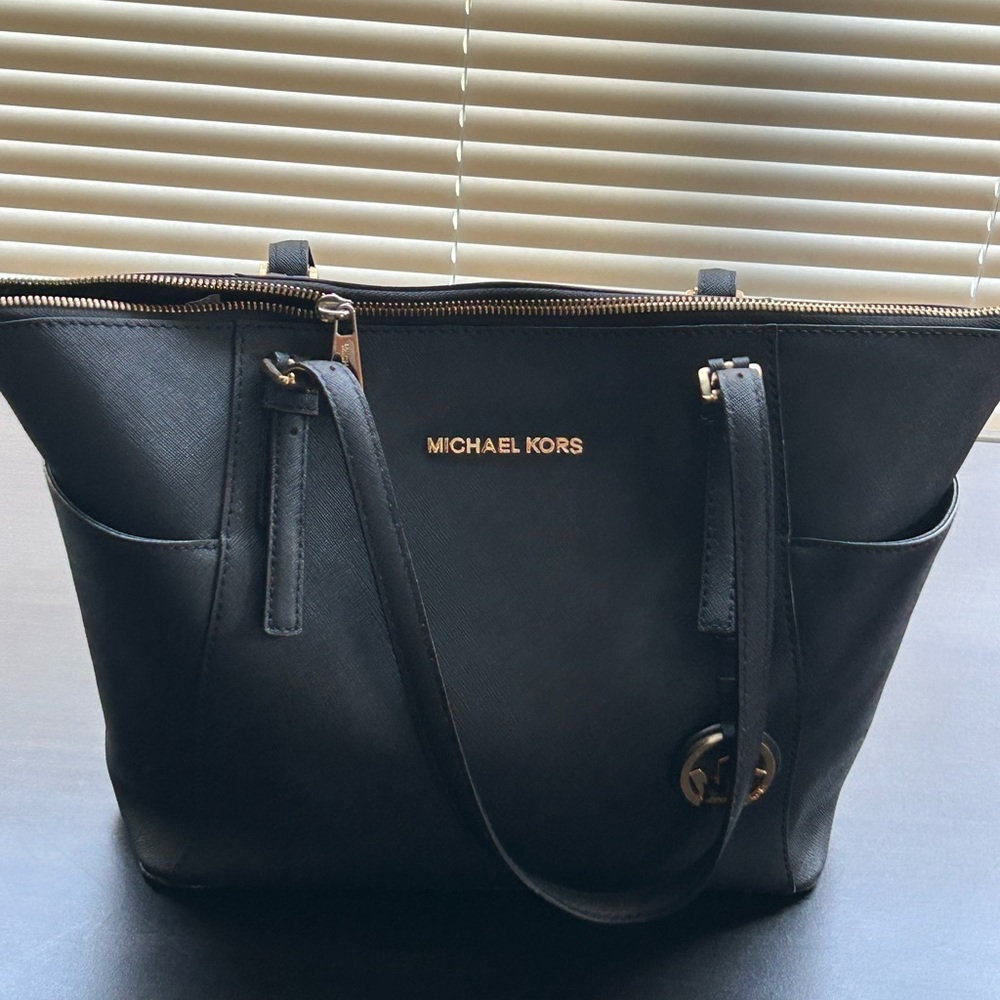 Black leather Michael Kors handbag